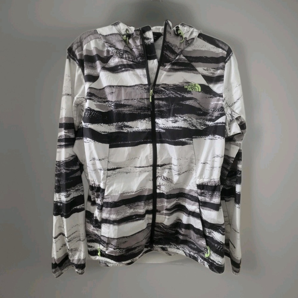 The North Face Women's Flyweight Hoodie Windbreaker Jacket Desert Stripe Large
